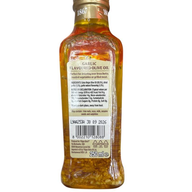 Filippo Berio Garlic Flavoured Olive Oil Special Selection (Zeytin Yagi) 250Ml