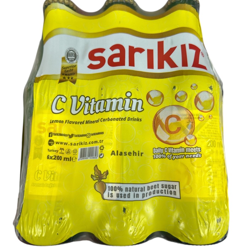 Sarikiz Mineral Water Lemon  (Limon Aromali Soda) 6*200 Ml