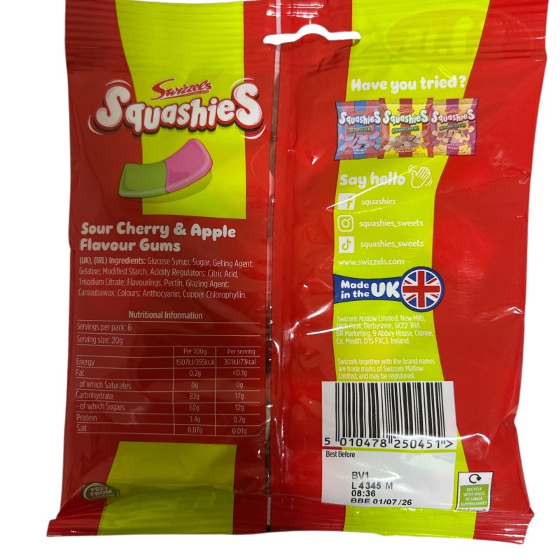Swizzels Squashies Drumstick Sour Cherry 120g