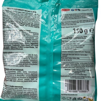 Bebeto Fizzy Weenie Worms Halal 150g