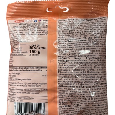 Bebeto Fizzy Peach Hearts Halal 150g