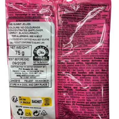 Fino Strawberry Rings Halal 75g